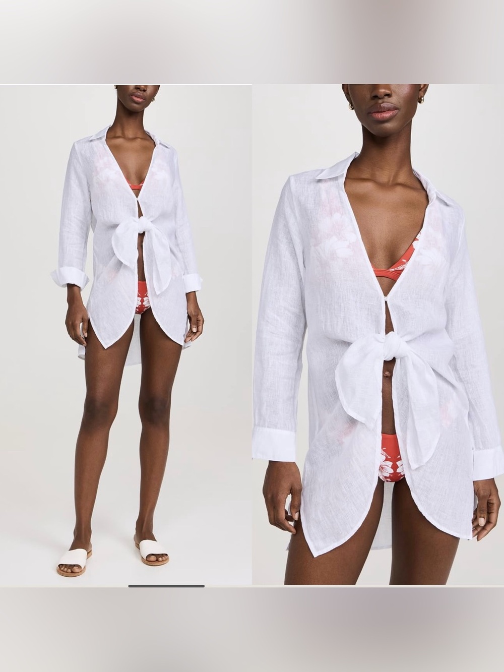 NWT PQ SWIM Millie Tie Cover up in white linen